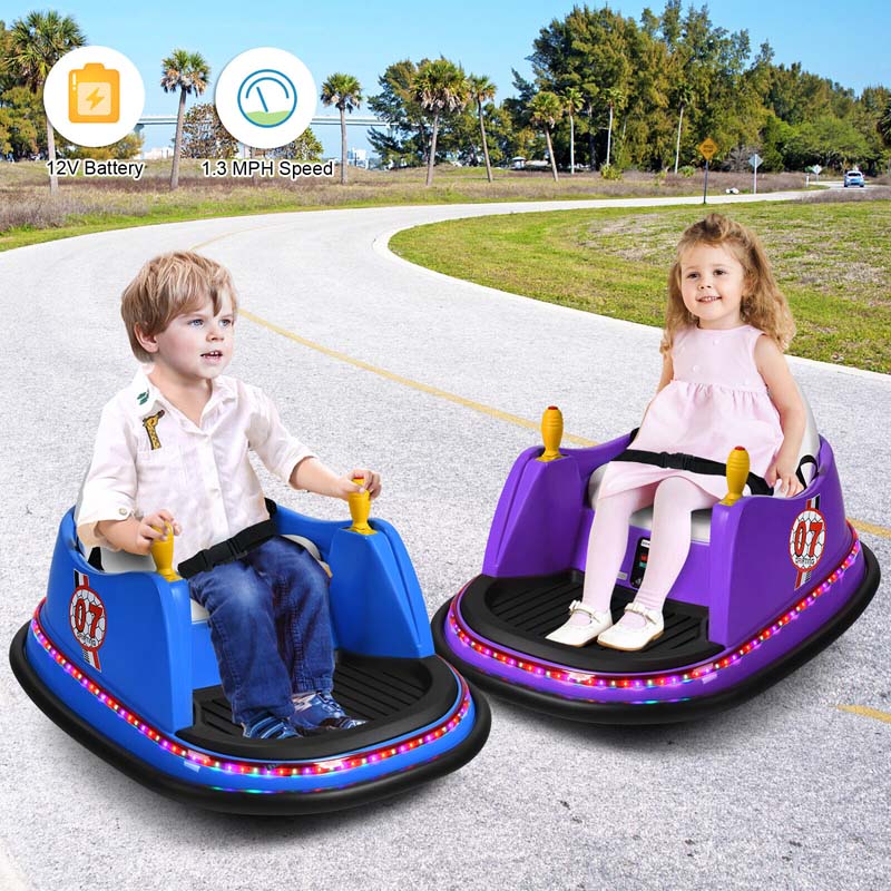12V Toddler Bumping Car Battery Powered Baby Ride On Bumper Car With Dual Joysticks Flashing Led Light Amp 360 Degree Spin