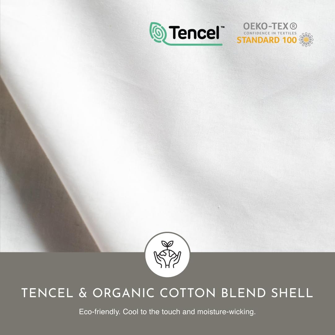 Highland Feather Summer Lightweight Airy White Goose Down Comforter with 300 Thread Count Tencel Organic Cotton Shell Luxurious Soft Duvet Insert Manufactured in Canada (600 Loft, Queen)