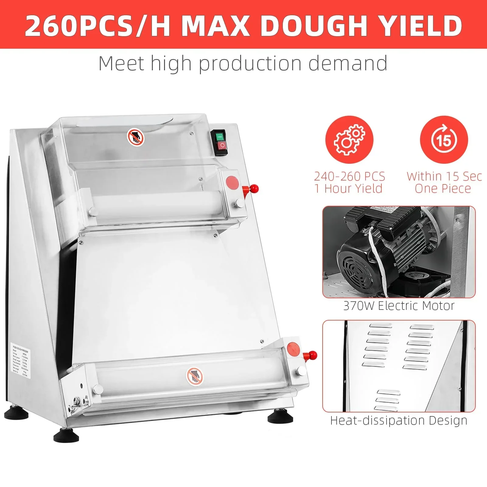 Garvee Commercial Pizza Dough Roller Sheeter, Max 16