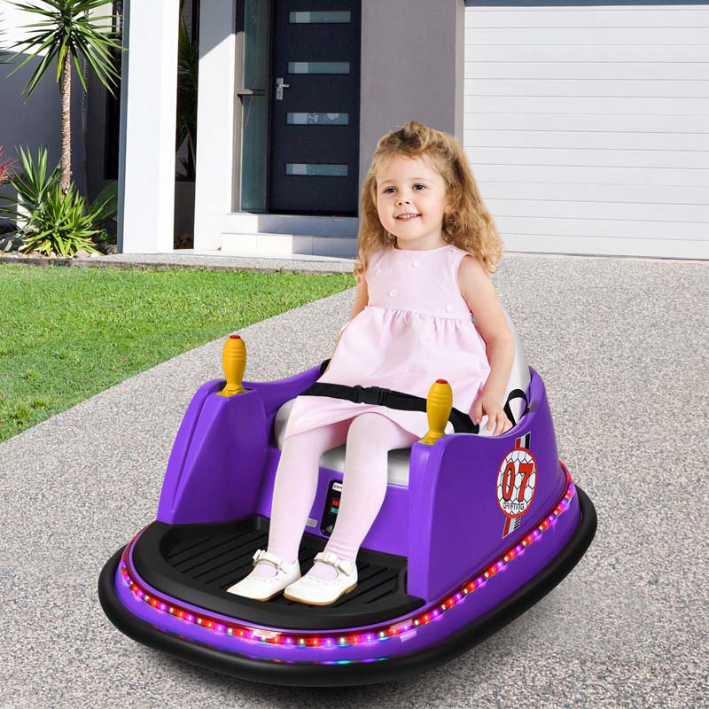 12V Toddler Bumping Car Battery Powered Baby Ride On Bumper Car With Dual Joysticks Flashing Led Light Amp 360 Degree Spin